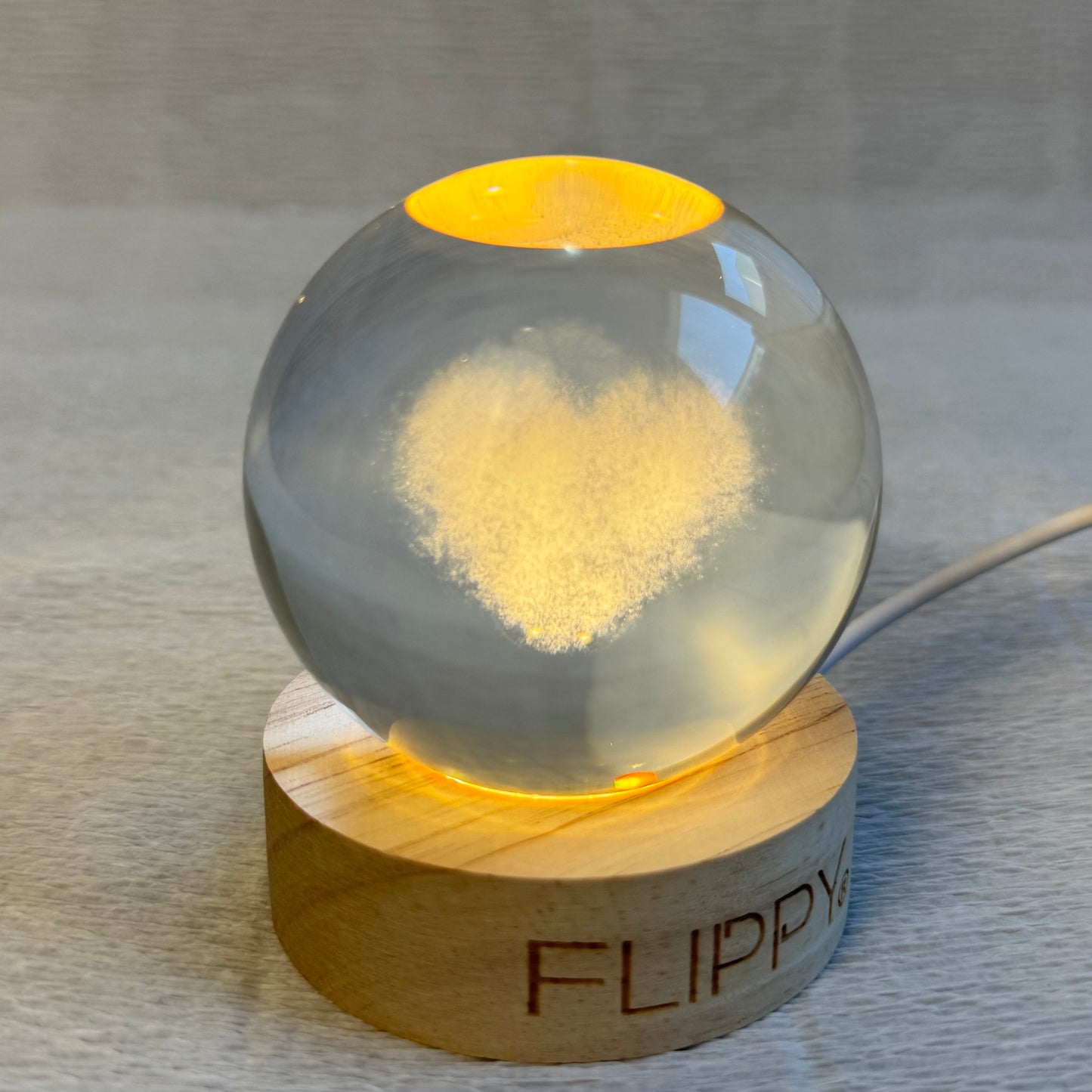 Lampă Cristal gravată 3D - Inimă