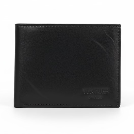 Portofel negru gravat din piele