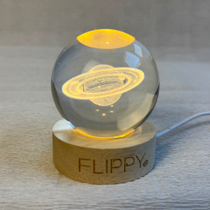 Lampă Cristal gravată 3D – Saturn