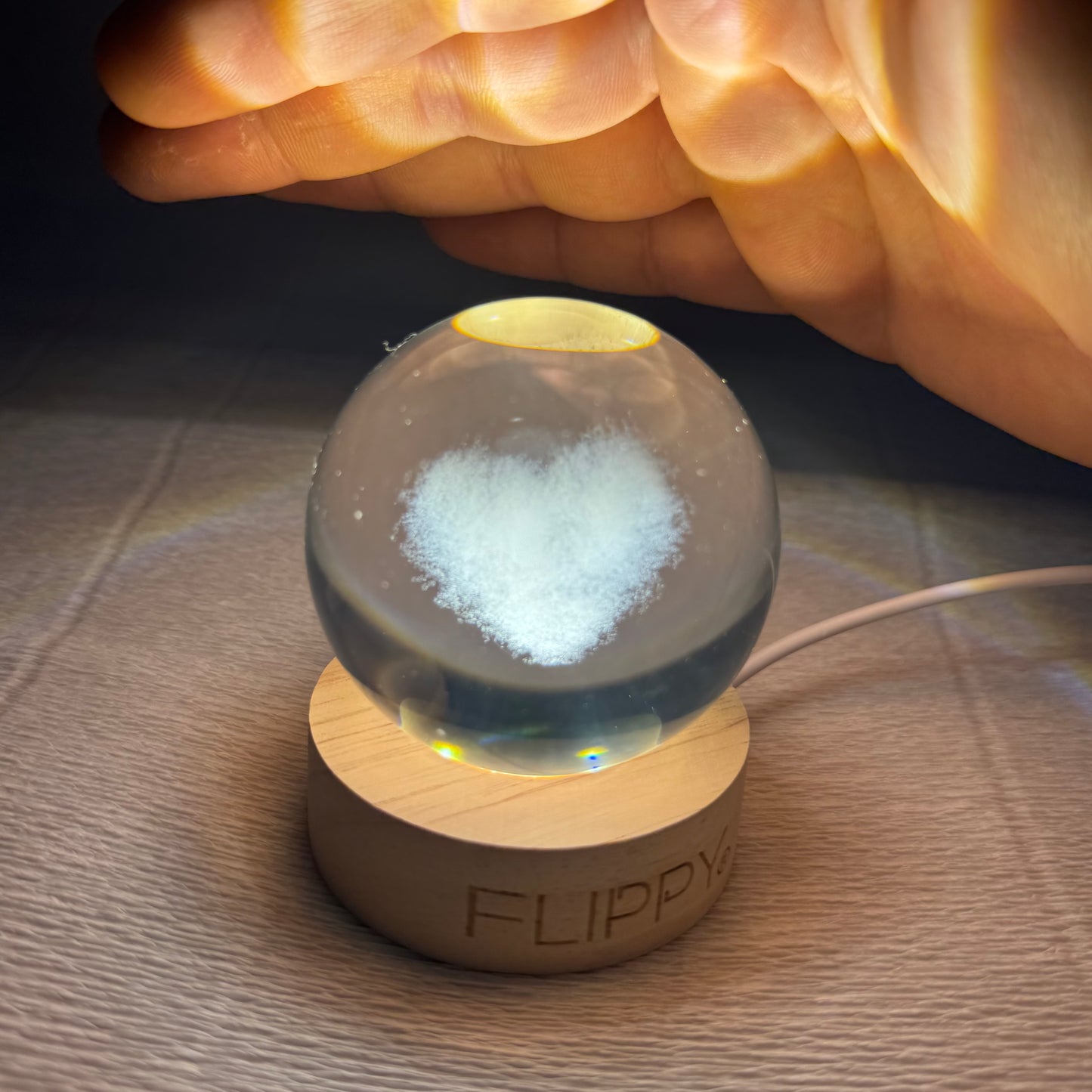 Lampă Cristal gravată 3D - Inimă